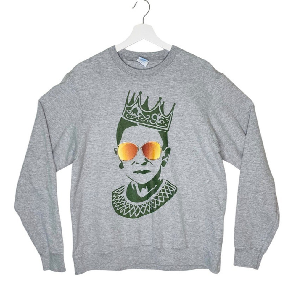 Ruth Bader Ginsburg Sweatshirt Womens Medium Grey Graphic Long Sleeve Pullover